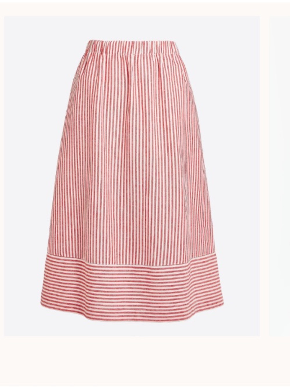 J. Crew Factory Red and White Striped Midi Skirt